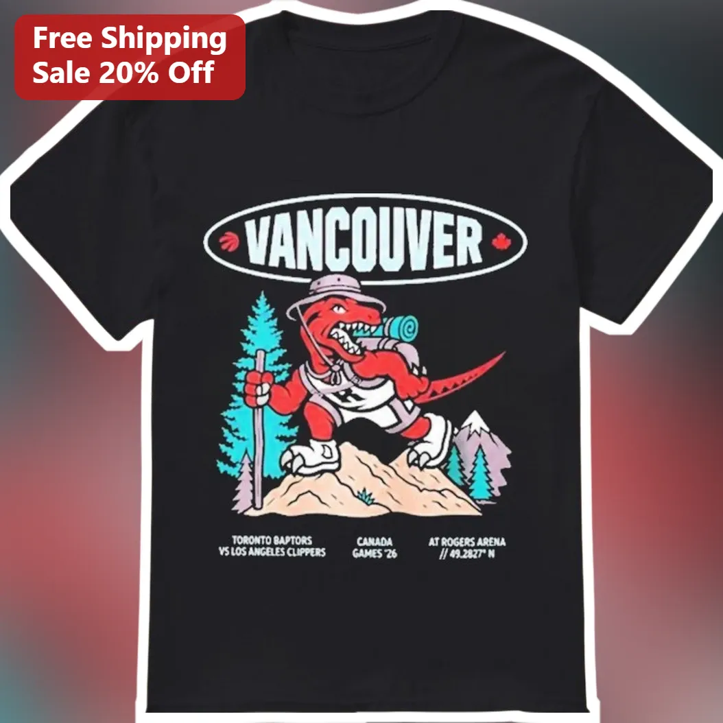 Toronto Raptors vs LA Clippers NBA Canada Series Tee Vancouver Rogers Arena 49.2827 N Retro Hiking Graphic