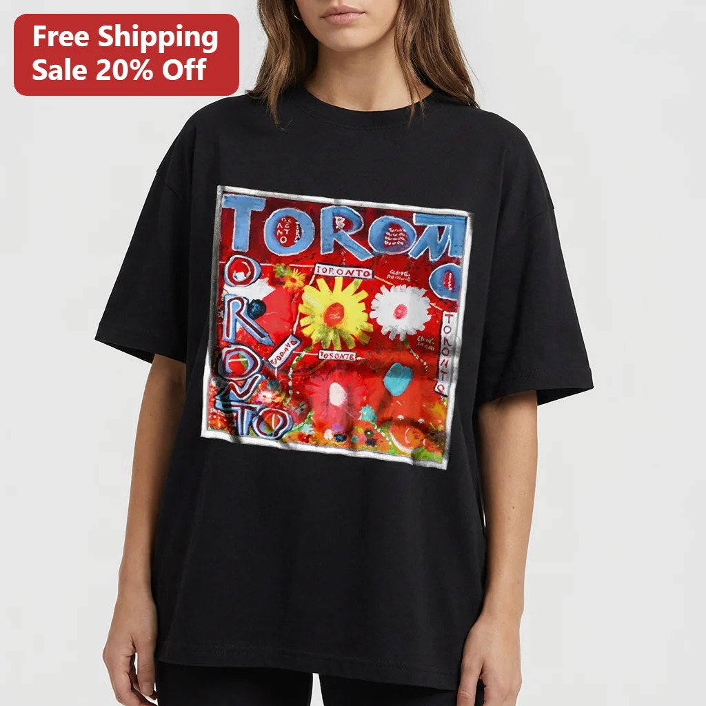 Toronto Tee Hand-Drawn Floral Art Shirt, Canadian City Souvenir Travel Gift for Tourists and Locals
