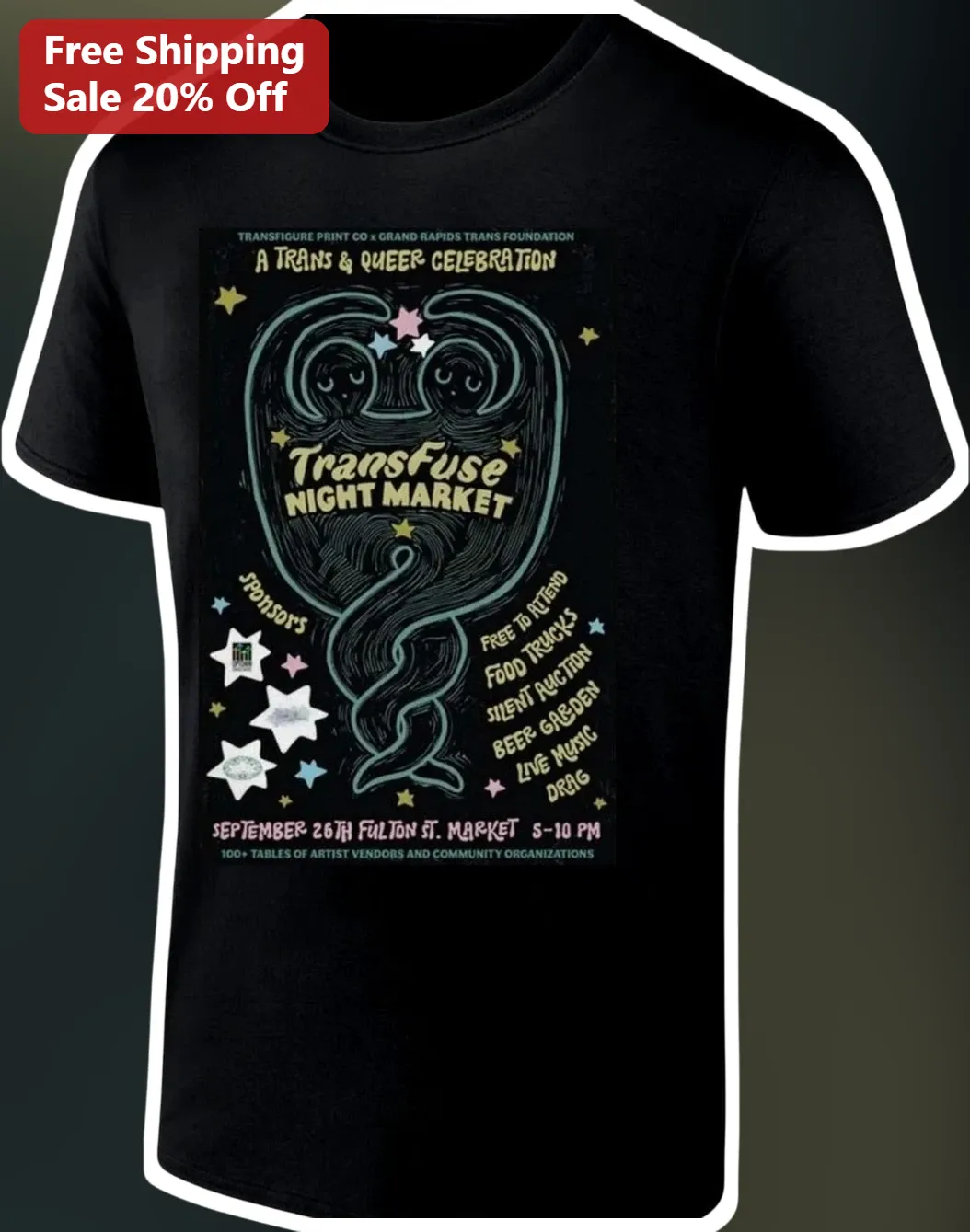 TransFuse Night Market A Trans Queer Celebration Tee Grand Rapids Pride Event Shirt