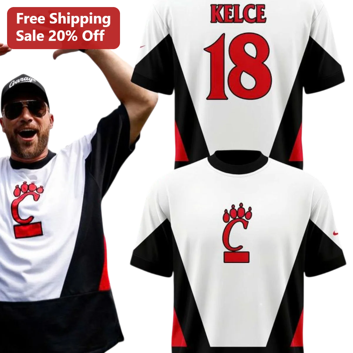 Travis Kelce Kansas City Chiefs Fan Gear Tee Personalized Name Number NFL Football Shirt Gift