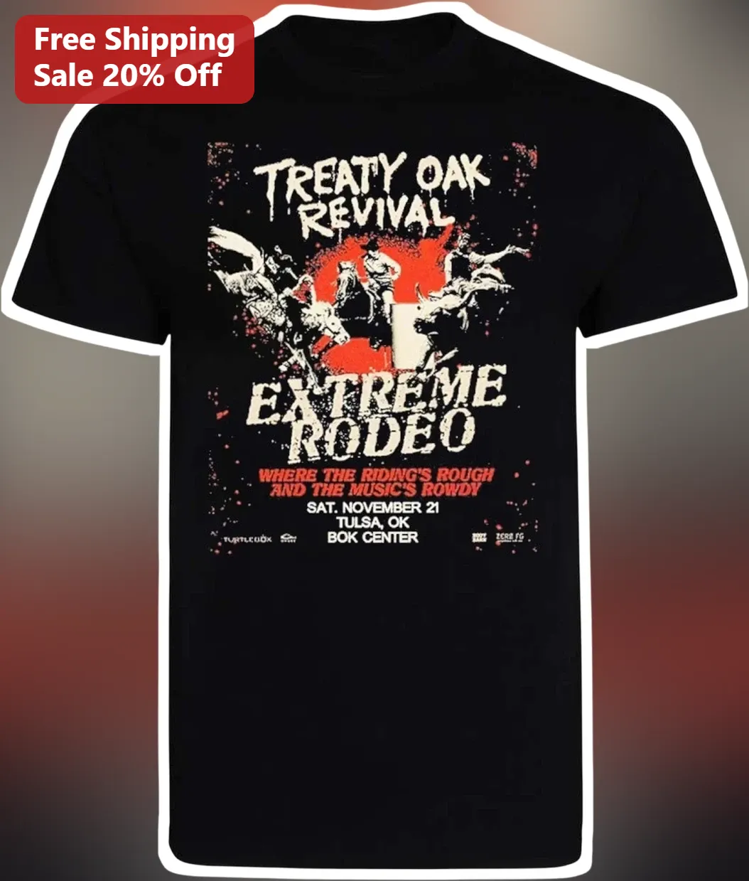 Treaty Oak Revival Extreme Rodeo Tee Where The Riding's Rough And The Music's Rowdy Country Band Shirt