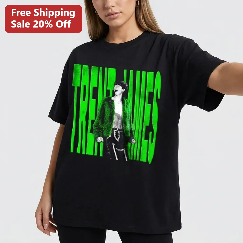 Trent James Tee Acid Green Warped Typography Band Merch Gift for Music Fans and Concert Attendees