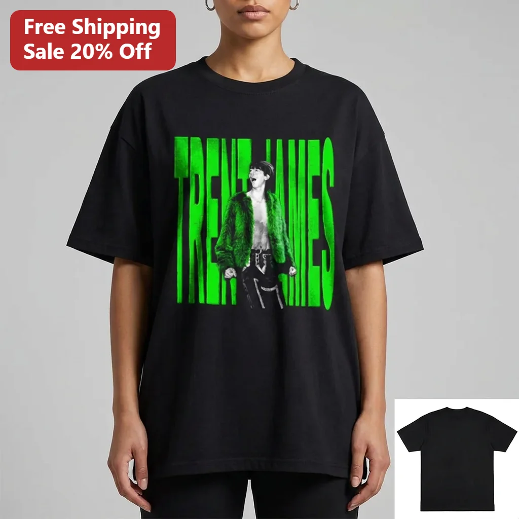 Trent James Tee Retro Neon Music Poster Graphic Shirt, Y2K Streetwear Artist Merch Gift for Fans, Unisex Concert Style