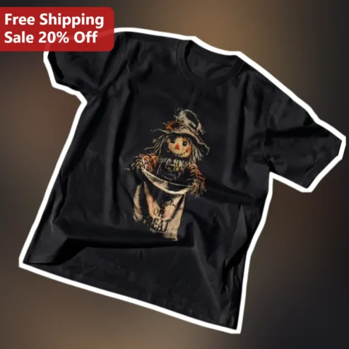Trick or Treat Vintage Scarecrow Graphic Tee Halloween Party Shirt