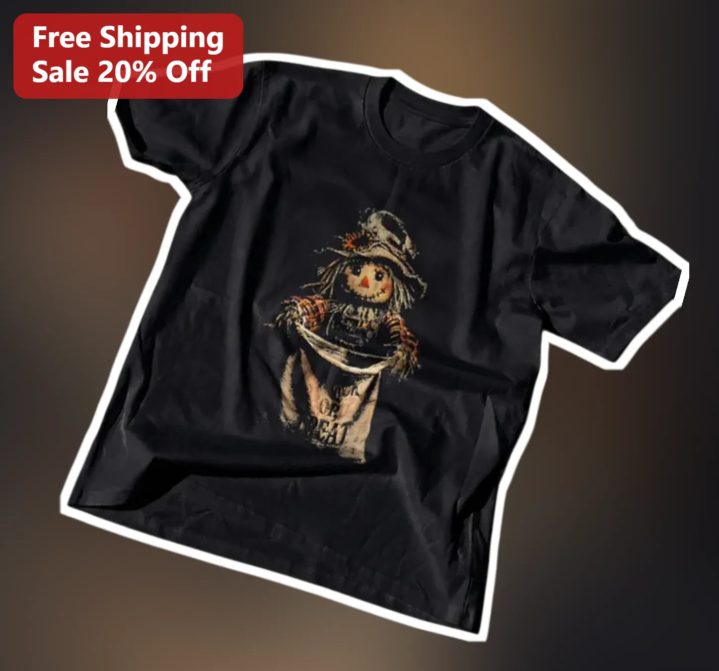 Trick or Treat Vintage Scarecrow Graphic Tee Halloween Party Shirt