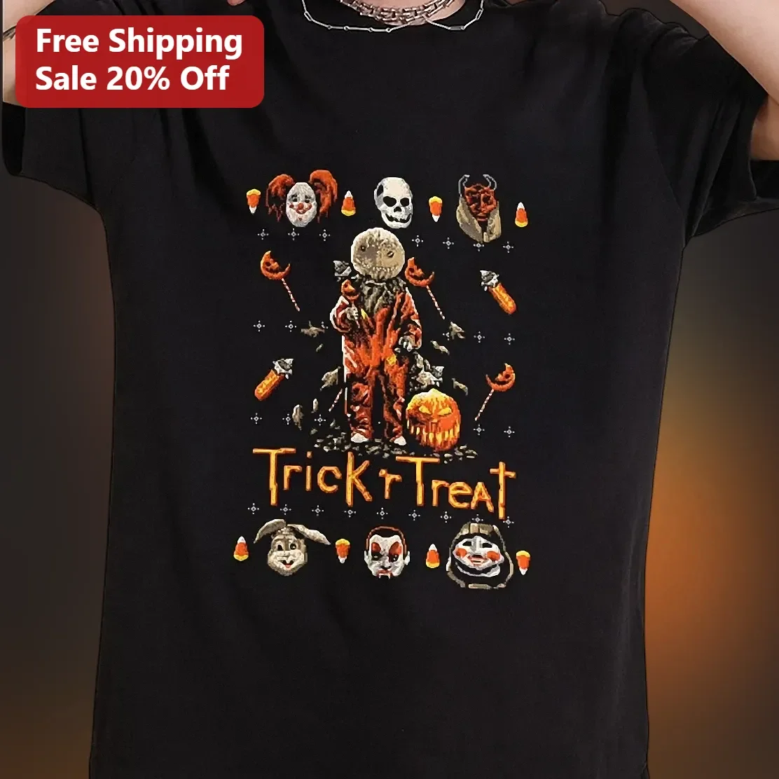 Trick r Treat Sam Horror Icons Graphic Tee Halloween Slasher Movie Shirt
