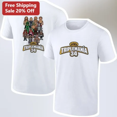 Triplemanía 34 Chibi Luchador Graphic Tee AAA Lucha Libre Wrestling Fan Shirt