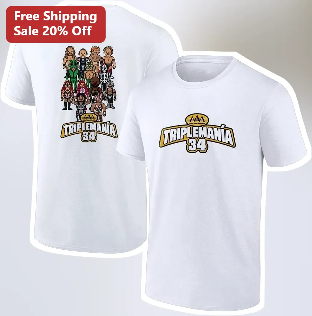 Triplemanía 34 Chibi Luchador Graphic Tee AAA Lucha Libre Wrestling Fan Shirt