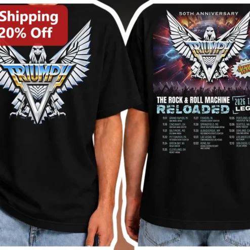 Triumph The Rock And Roll Machine Reloaded Tee Classic Canadian Hard Rock Band Shirt