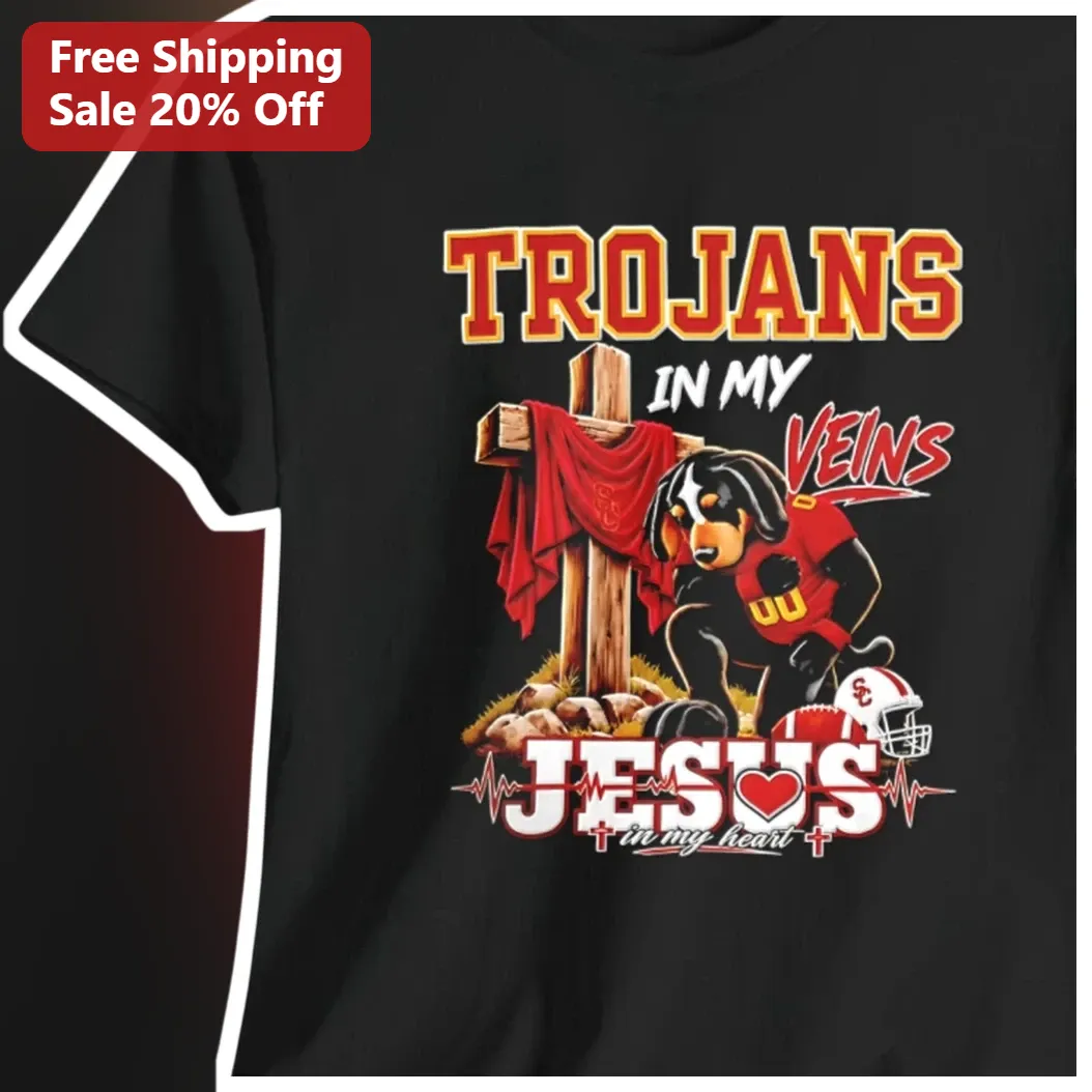 Trojans In My Veins Jesus In My Heart Christian Faith Graphic Tee