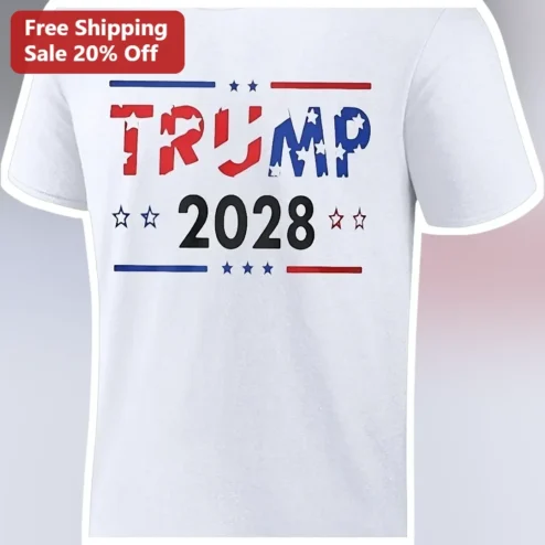 Trump 2028 Patriotic Distressed Vintage Graphic Tee for Conservative Voters