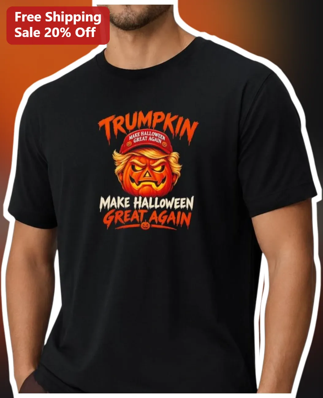 Trumpkin Make Halloween Great Again Funny Political Parody Pumpkin Graphic Tee for Men
