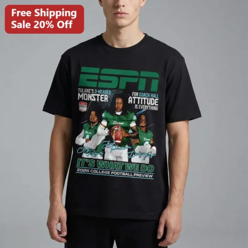 Tulane Football Monster ESPN Magazine Cover Tee Coach Hall Attitude Is Everything 2026 College Football Preview Gift for Fans