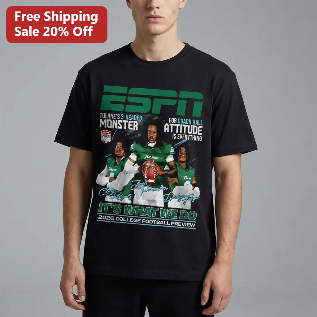 Tulane Football Monster ESPN Magazine Cover Tee Coach Hall Attitude Is Everything 2026 College Football Preview Gift for Fans