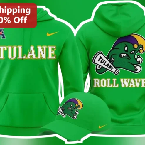 Tulane Roll Wave Green Wave Riptide Mascot Hoodie