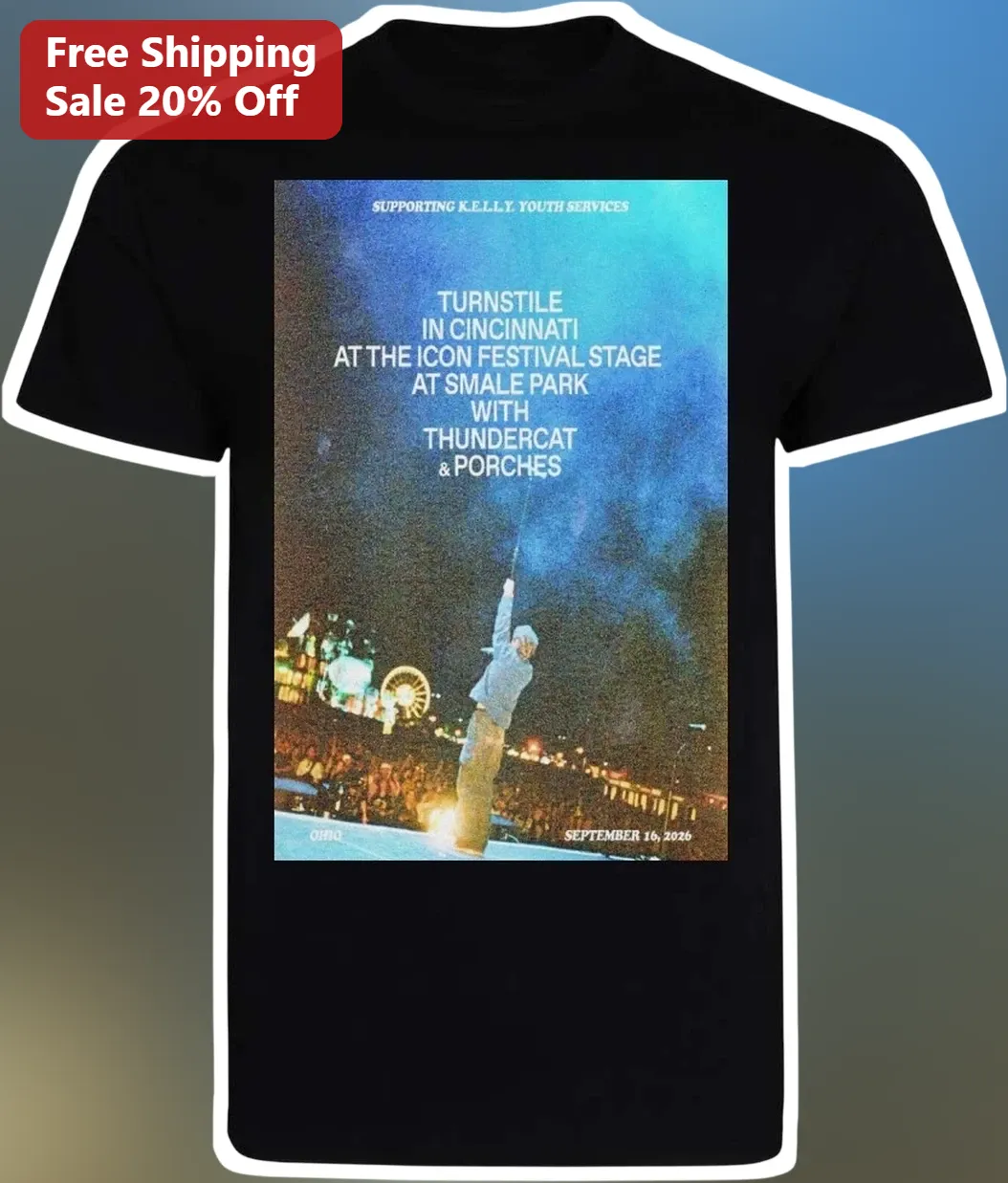 Turnstile Cincinnati ICON Festival Tee The Never Enough Tour Pt. 2 Smale Park Graphic T-Shirt