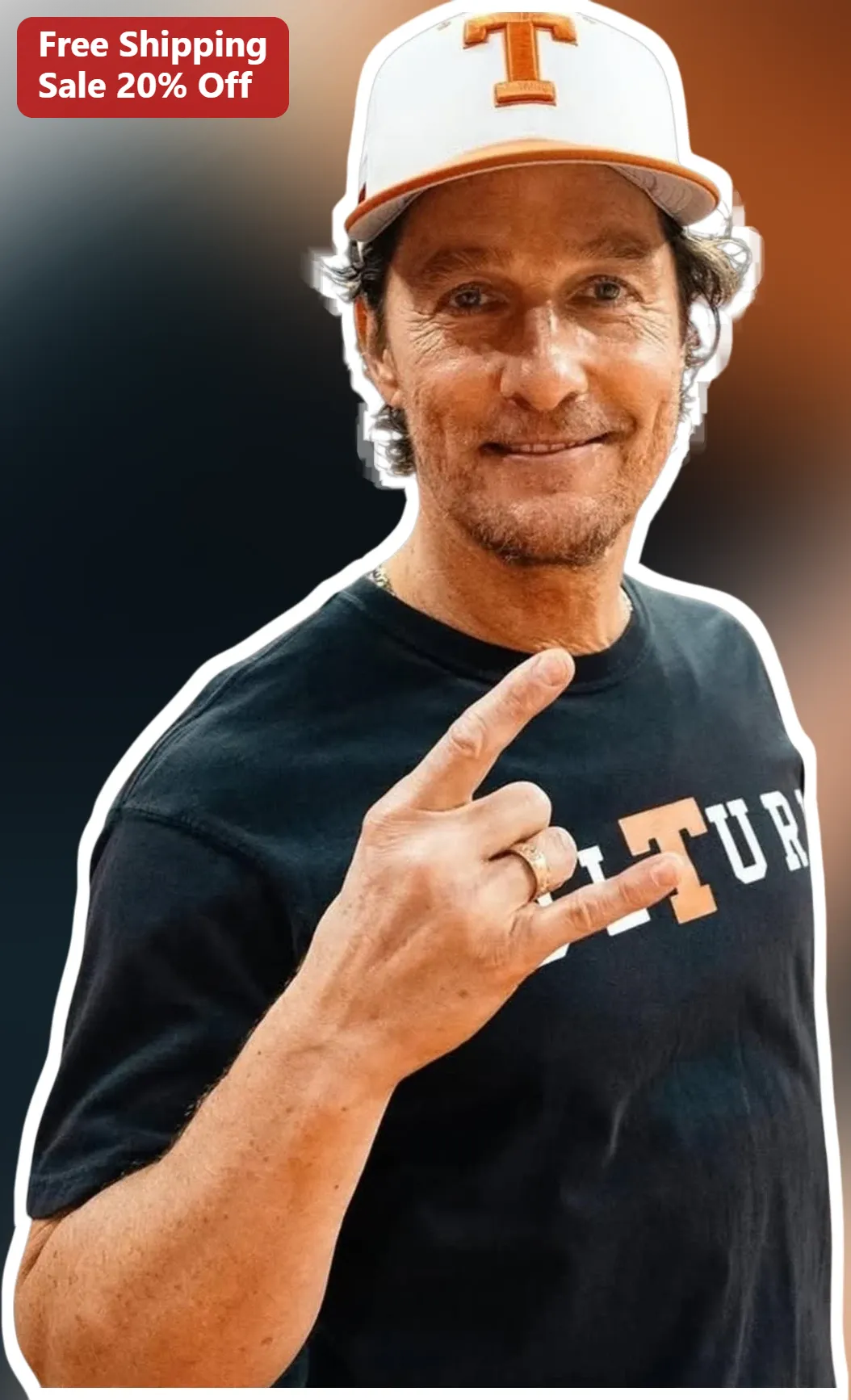 TUTURA Matthew McConaughey Graphic Tee Black Cotton Short Sleeve Crew Neck