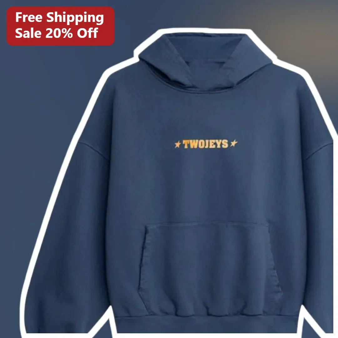 TWOJEYS Hoodie Navy Blue Star Logo Pullover Streetwear Apparel
