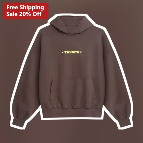 TWOJEYS Icon Hoodie Brown Oversized Pullover Streetwear Fall Comfort