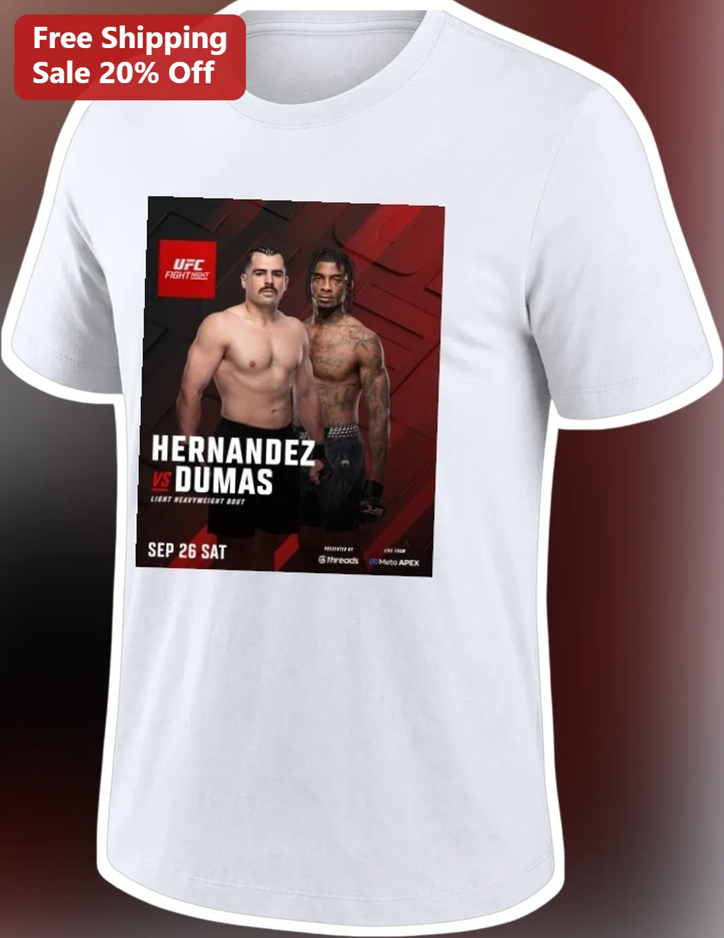 UFC Fight Night Hernandez vs Dumas Light Heavyweight Bout Sep 26 Tee
