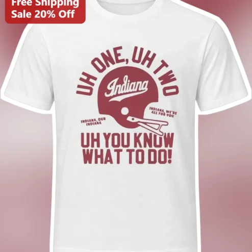 UH ONE, UH TWO Indiana Hoosiers Football Fight Song Graphic Tee