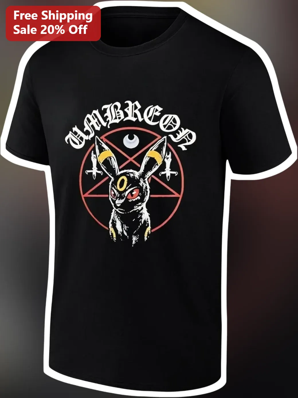Umbreon Occult Pentagram Dark Type Eeveelution Graphic Tee for Men Women