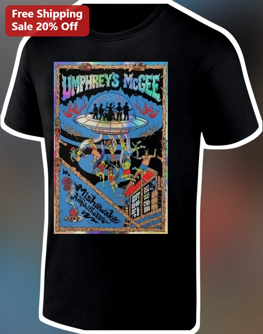 Umphrey's McGee Mishawaka Amphitheatre Psychedelic Jam Band Tee