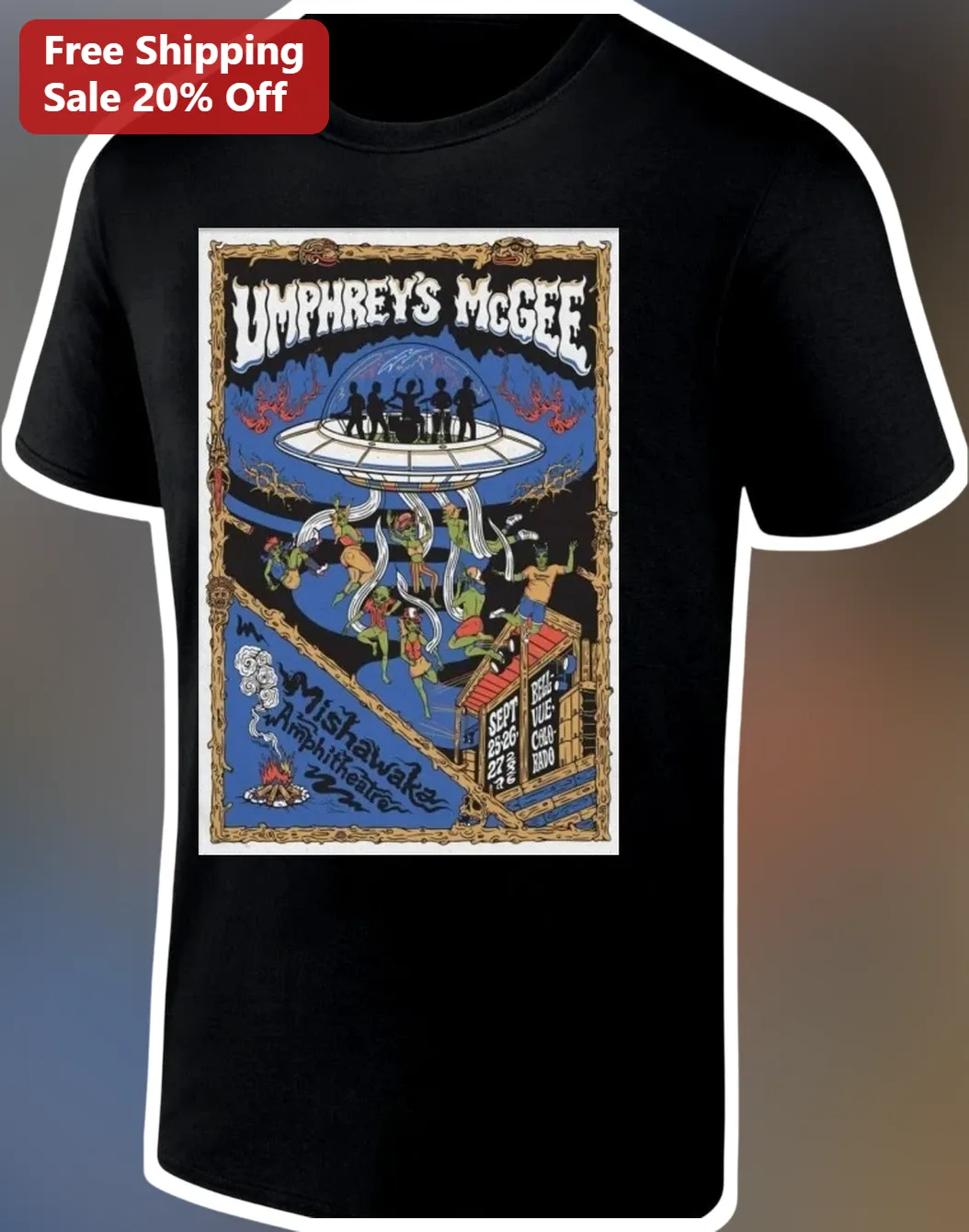 Umphrey's McGee Psychedelic UFO Graphic Tee Jam Band Merch