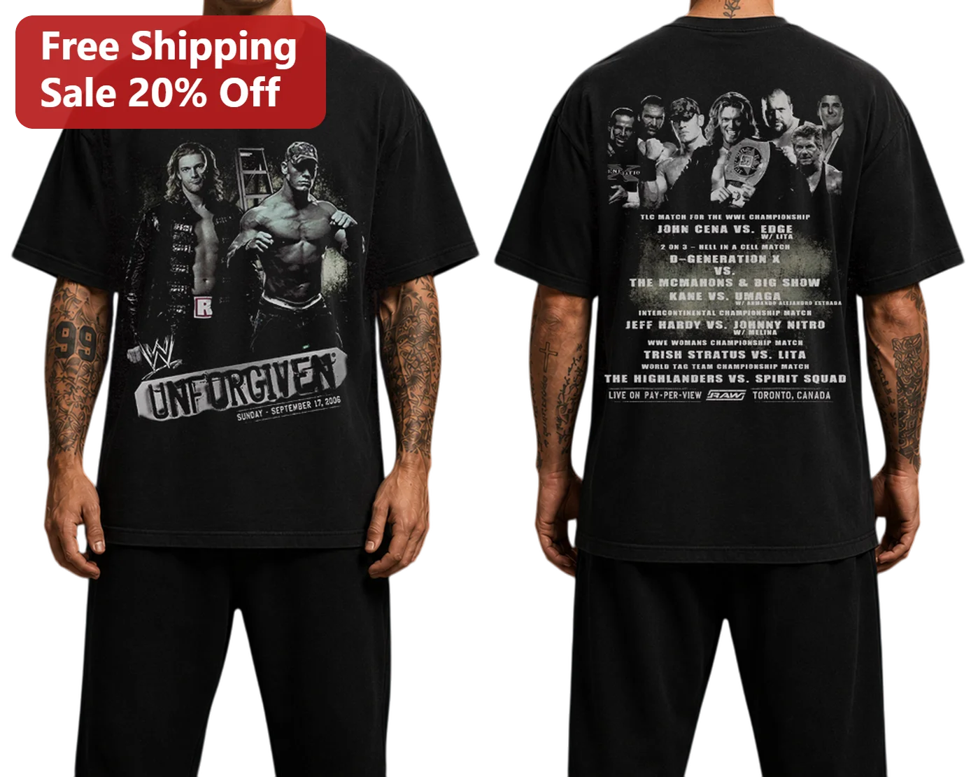 Unforgiven 2006 Cena vs Edge WWE Vintage Wrestling Tee