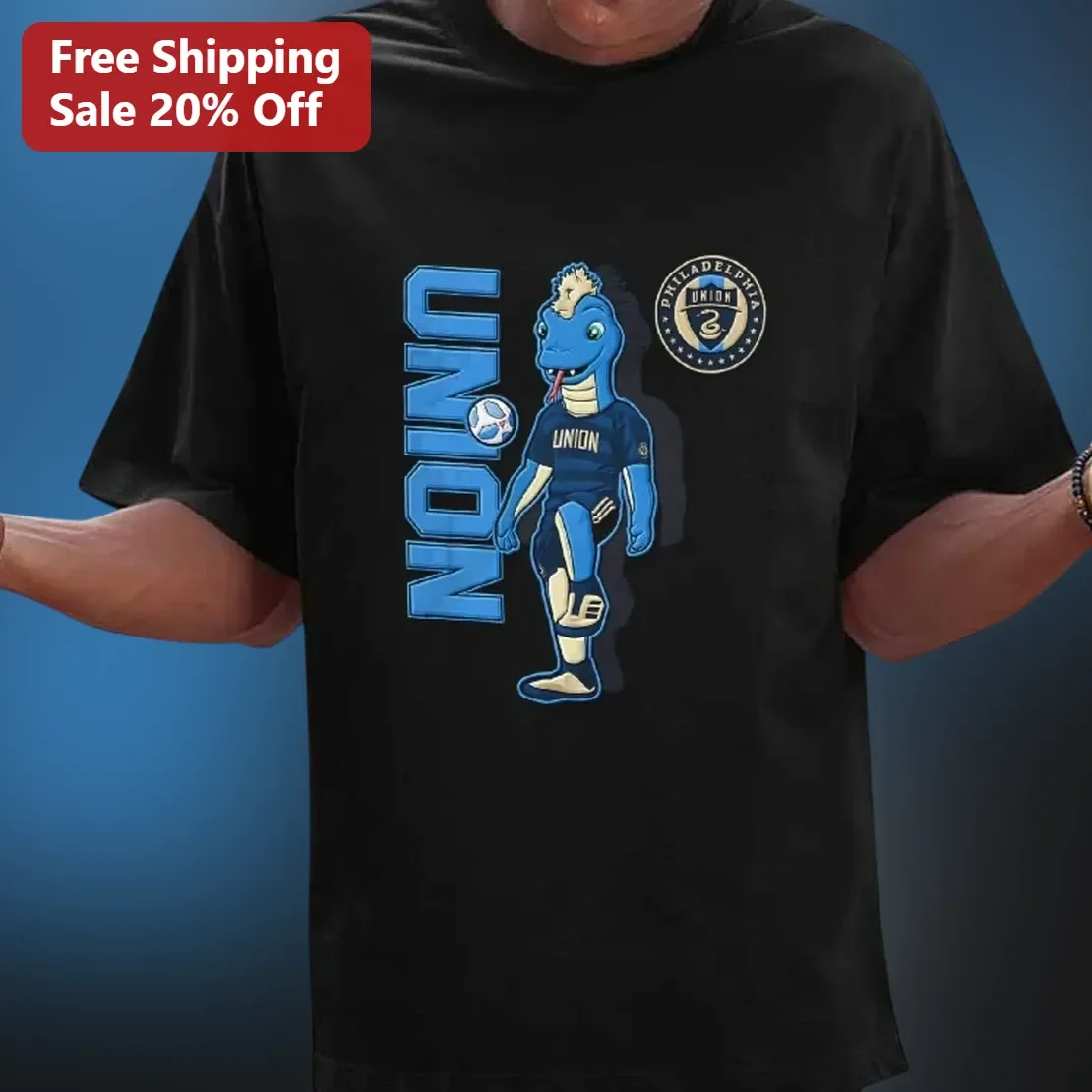 Union Tee Philadelphia Union Soccer Fan Graphic T-Shirt Phantom of Union Mascot MLS Apparel
