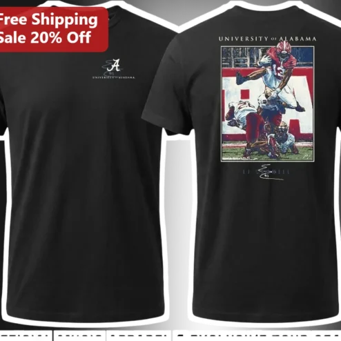 University of Alabama Crimson Tide Jaylen Waddle Football Player Signature Graphic Tee