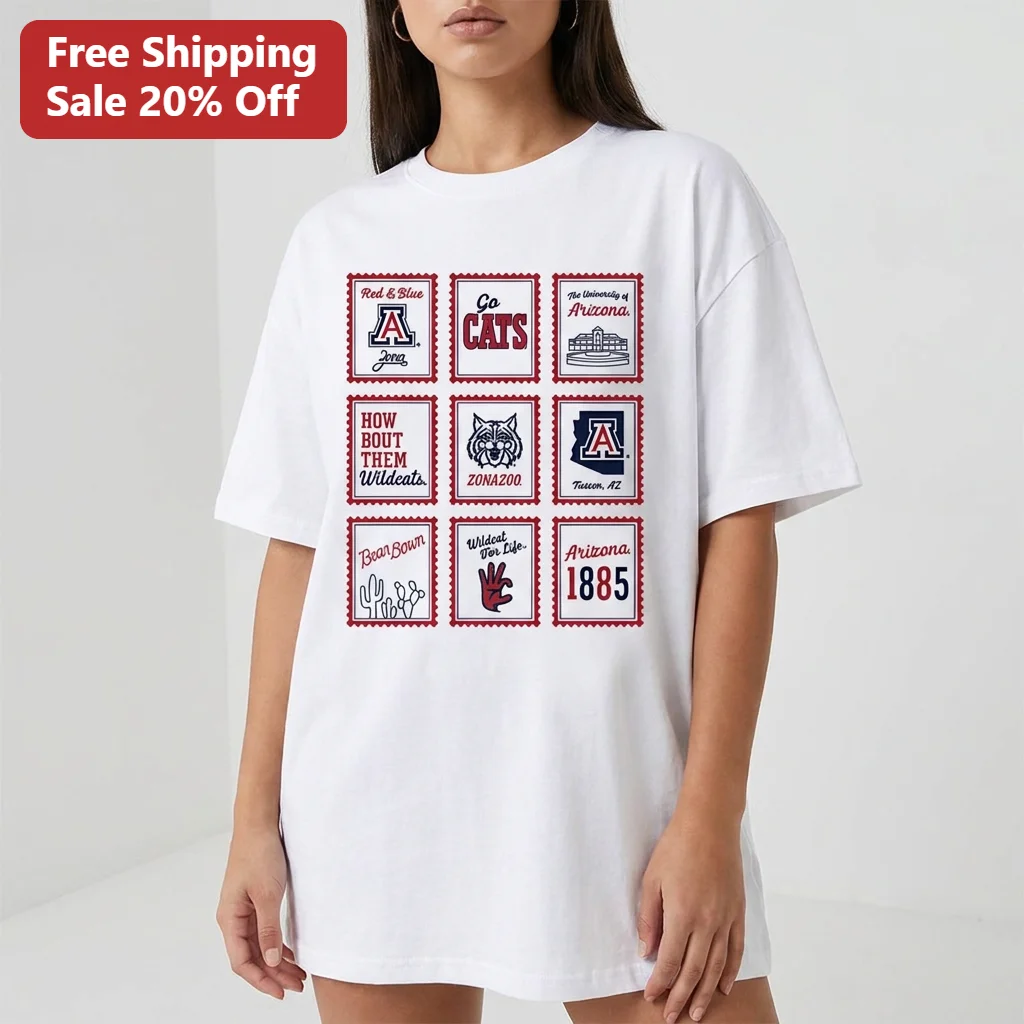 University of Arizona Wildcats Bear Down Stamp Tee Vintage Red and Blue Go Cats Gameday Shirt