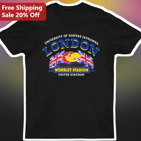 University of Kansas Jayhawks London Wembley Stadium Vintage Travel Graphic Tee