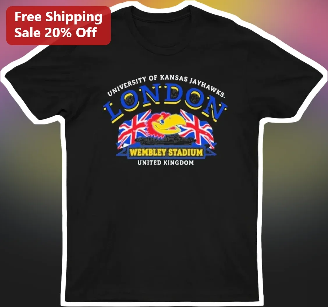 University of Kansas Jayhawks London Wembley Stadium Vintage Travel Graphic Tee