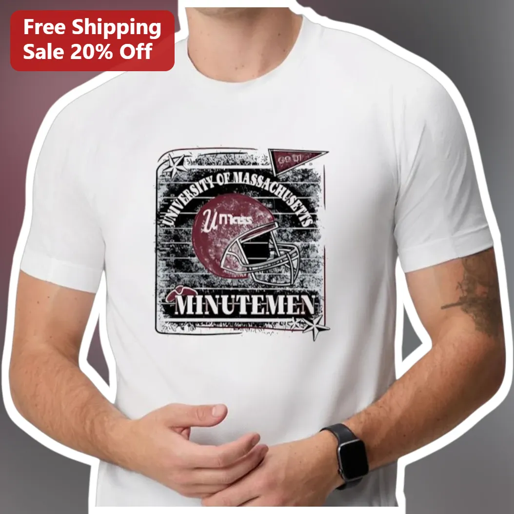 University of Massachusetts Minutemen Vintage Football Helmet Graphic Tee