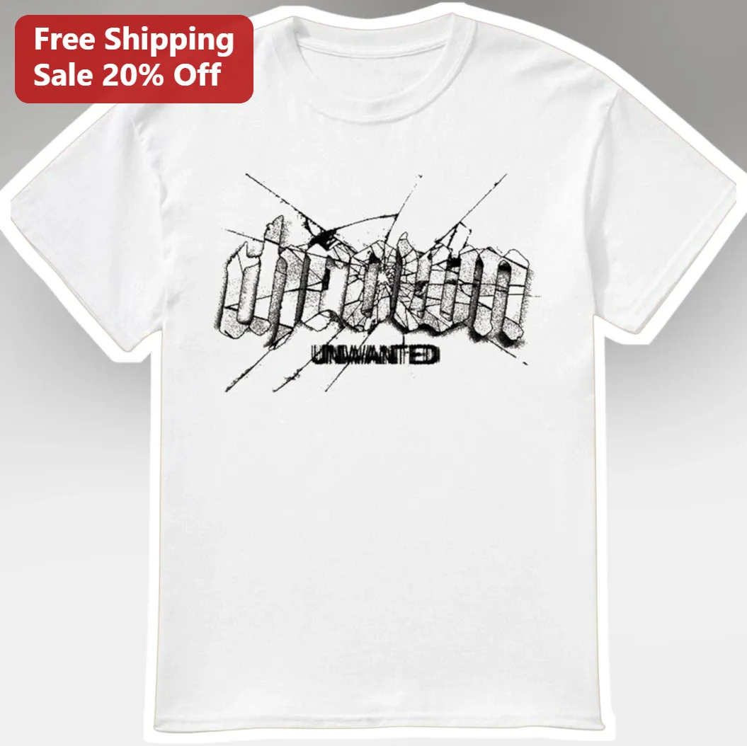 UNWANTED Shattered Text Grunge Streetwear Tee Distressed Urban Graphic Shirt for Teens