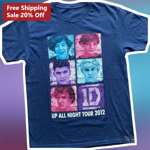 UP ALL NIGHT TOUR 2012 One Direction Tee Vintage Boy Band Concert Merch Graphic Shirt