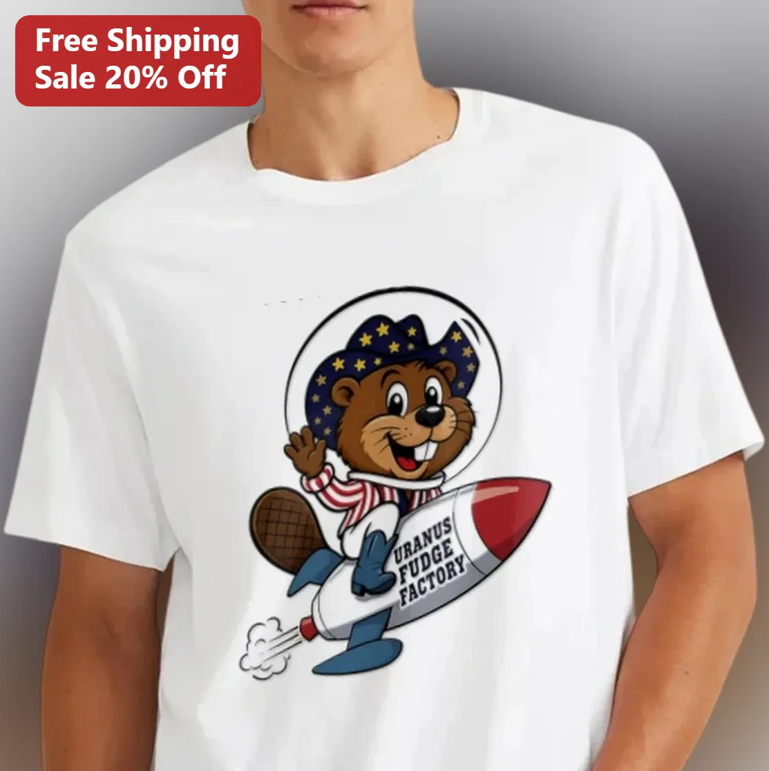 Uranus Fudge Factory Tee Funny Space Beaver Novelty Souvenir Gift Shirt