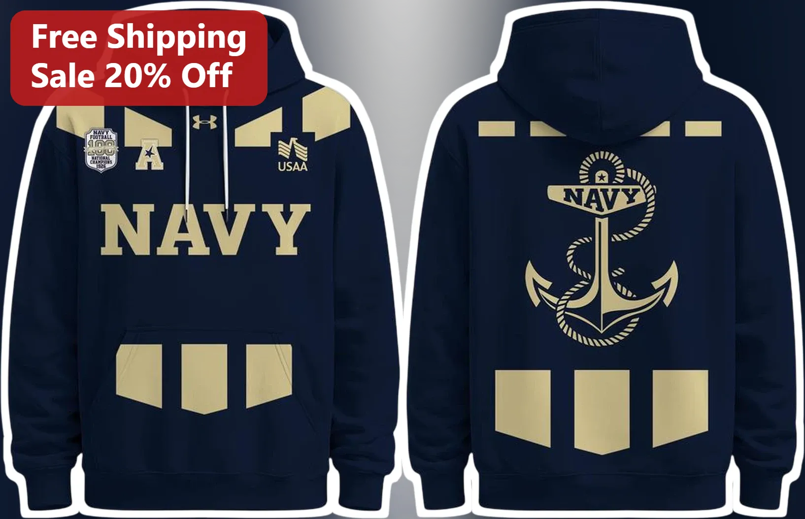 US Navy USAA Pullover Hoodie Collegiate Anchor Graphic Sweatshirt for Men Women Military Gift