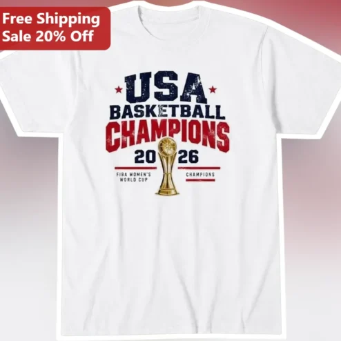 USA Basketball Champions 2026 FIBA Women's World Cup Tee Vintage Team USA Gold Medal Graphic Shirt
