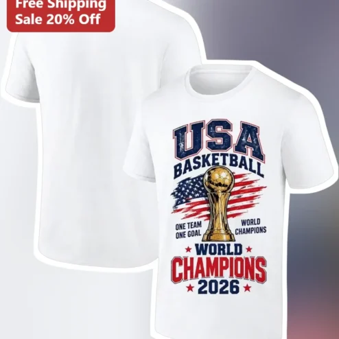 USA Basketball One Team One Goal World Champions 2026 Tee Patriotic Sports Fan Gift