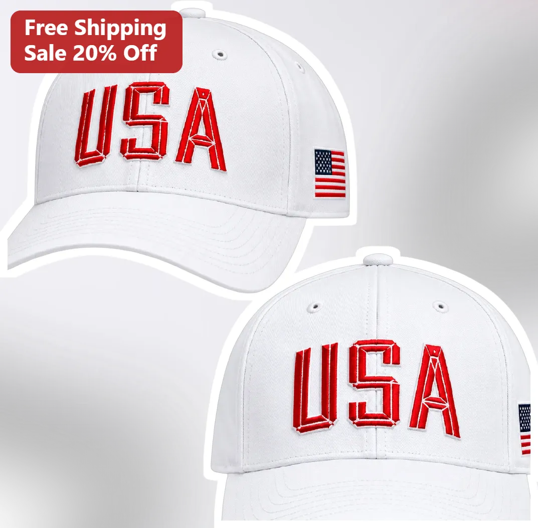 USA Cap Patriotic Baseball Hat with American Flag Patch White Red Embroidered Headwear for Men Women Sports Fans