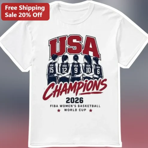USA Champions 2026 FIBA Women's Basketball World Cup Tee Team USA Gold Medal Fan Gift