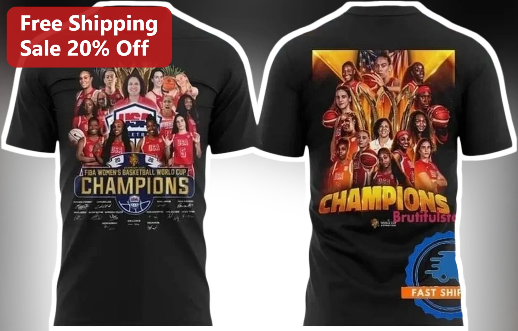 USA FIBA Women's Basketball World Cup Champions Tee Team USA Hoops Gift