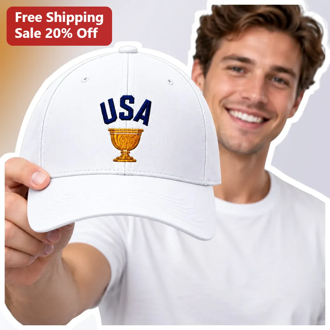 USA Hat Embroidered Baseball Cap Patriotic Team USA Sports Fan Gift for Men Women