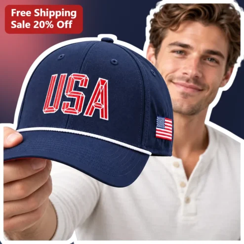 USA Hat Patriotic American Flag Baseball Cap Navy Blue Dad Hat for Men Women Fourth of July Gift