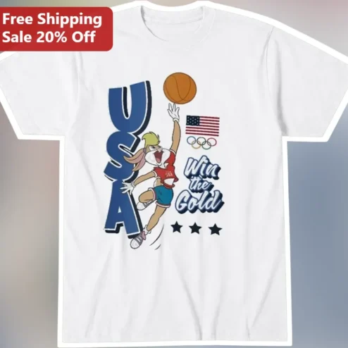 USA Win the Gold Lola Bunny Olympic Basketball Graphic Tee