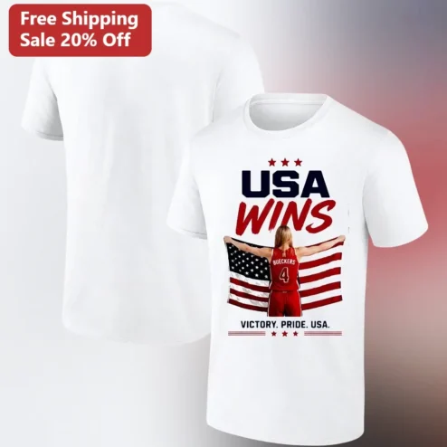 USA WINS Victory Pride Graphic Tee for Women Basketball Fans Patriotic Sports Gift
