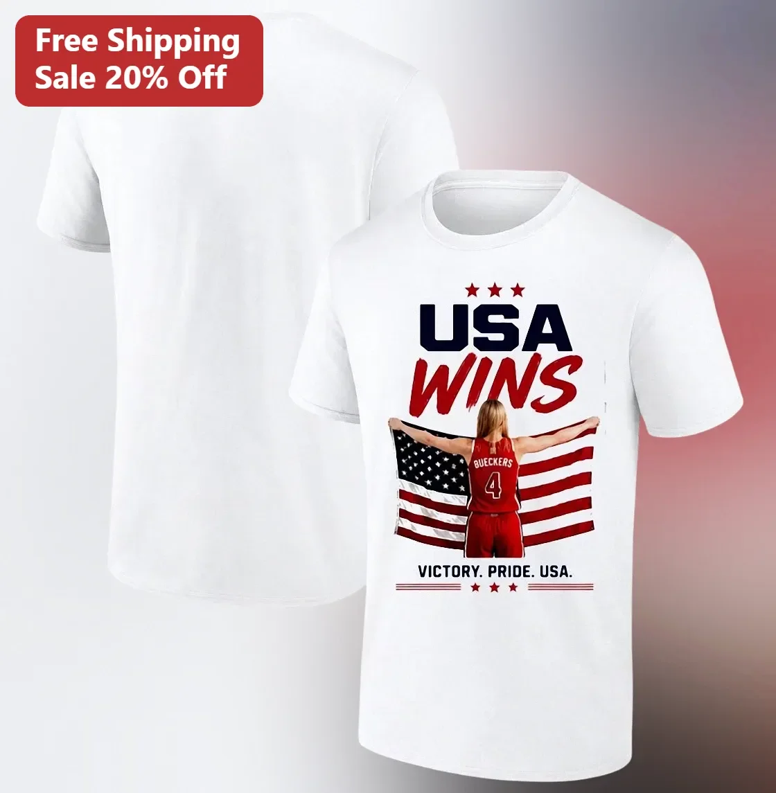 USA WINS Victory Pride Graphic Tee for Women Basketball Fans Patriotic Sports Gift