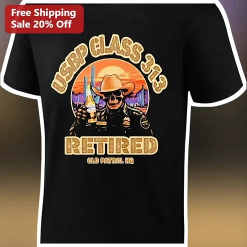USBP Class Retired Old Patrol HQ Skeleton Cowboy Vintage Tee